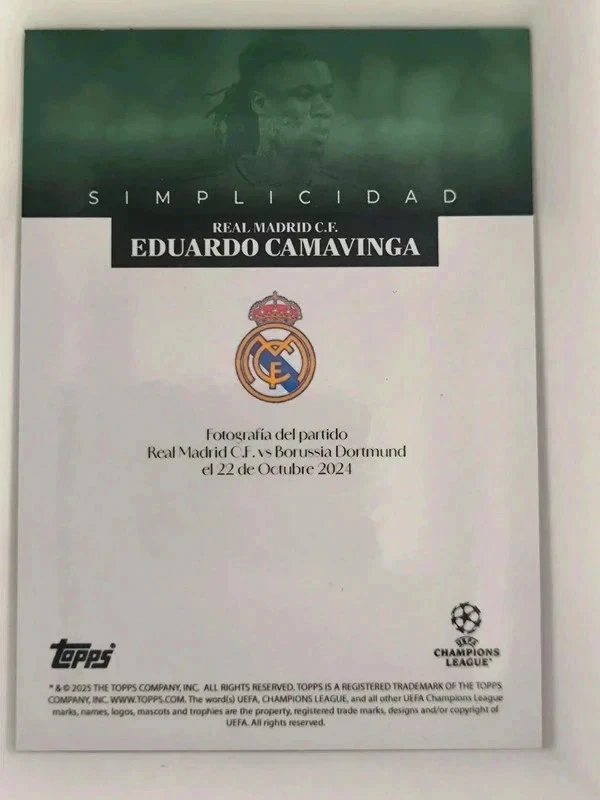 Simplicidad Green Camavinga 52/99 Topps UCL Real Madrid Champions League 2024-25 – photo 3